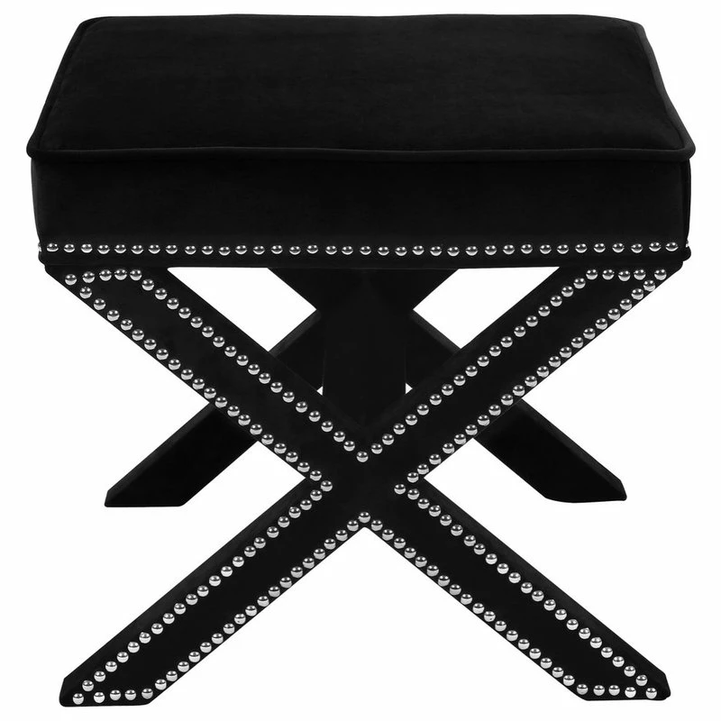 Meridian Furniture Nixon Black Velvet Ottoman/Bench 5 Meridian Furniture Nixon Black Velvet Ottoman/Bench - Image 3