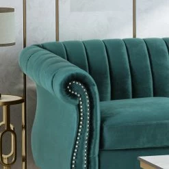 GDFStudio Olga Modern Glam Velvet 3 Seater Sofa, Teal, Dark Brown -GDF sofa Shop 54c11df90f9063a2 3711 w800 h800 b0 p0