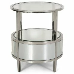GDFStudio Cytheria Round End Table With Tempered Glass Drawers And Stainless Steel Frame -GDF sofa Shop 55015a4f01dbf0e0 4223 w800 h800 b1 p0