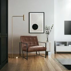 Glitzhome 29.25"H PU Leather Tufted Accent Chair, Brown -GDF sofa Shop 5591207100a6323e 2508 w800 h800 b0 p0