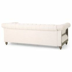 GDFStudio Bowes Chesterfield Tufted 3 Seater Sofa With Nailhead Trim, Beige + Dark Brown -GDF sofa Shop 5601eb7c037456ad 9063 w800 h800 b1 p0