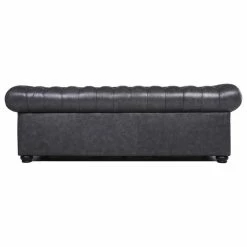 Bowery Hill Traditional Gray Leather Chesterfield Sofa In Grey -GDF sofa Shop 5611ba280d682440 3392 w800 h800 b1 p0