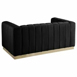 Meridian Furniture Marlon Velvet Loveseat With Brushed Gold Stainless Steel Base, Black -GDF sofa Shop 5631c61202740df6 6433 w800 h800 b1 p0