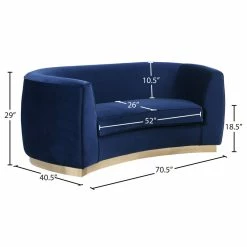 Meridian Furniture Julian Velvet Loveseat, Navy, Gold Base -GDF sofa Shop 5651bc3102740e11 0618 w800 h800 b1 p0