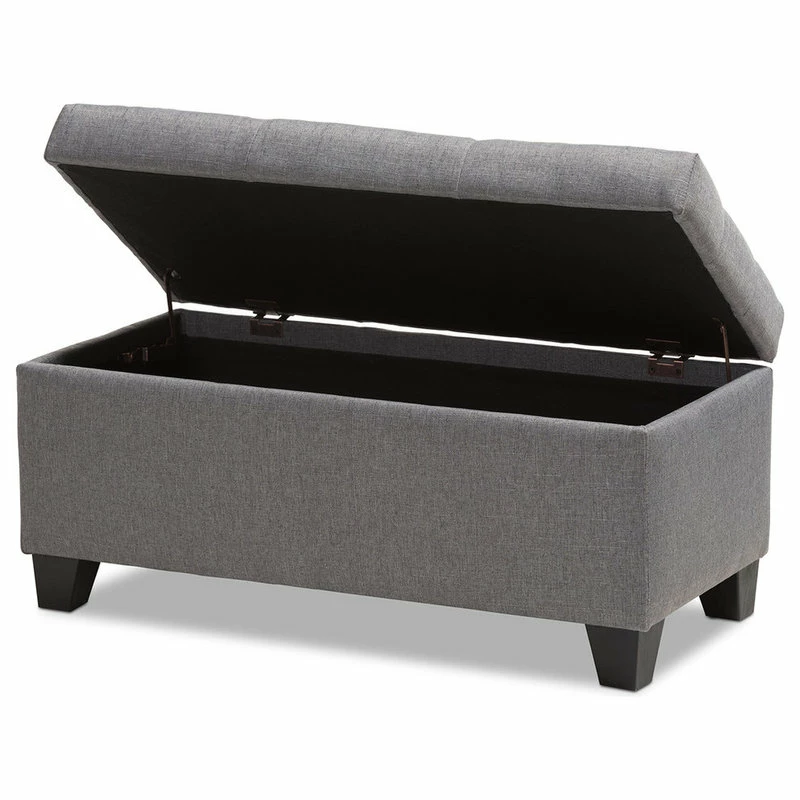 Baxton Studio Michaela Fabric Upholstered Storage Ottoman, Gray 5 Baxton Studio Michaela Fabric Upholstered Storage Ottoman, Gray - Image 3