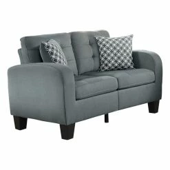 Domain Industries Inc. Lexicon Sinclair Upholstered Loveseat With 2 Pillows In Gray