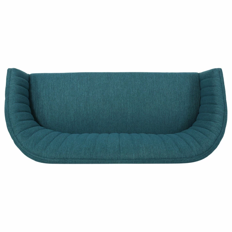 GDFStudio Deborah Mid-Century Fabric Loveseat, Teal, Brown 10 GDFStudio Deborah Mid-Century Fabric Loveseat, Teal, Brown - Image 8