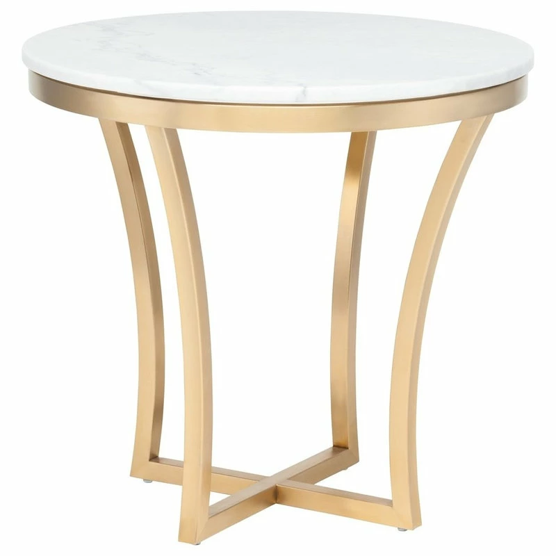 Nuevo Aurora Marble Side Table, White Marble Brushed Gold Base 3 Nuevo Aurora Marble Side Table, White Marble Brushed Gold Base