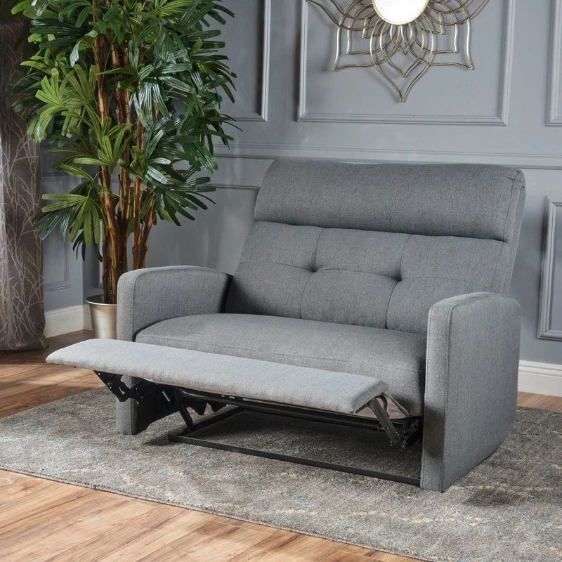 GDFStudio GDF Studio Hana Plush Cushion Tufted Back Loveseat Recliner, Fabric/Charcoal 5 GDFStudio GDF Studio Hana Plush Cushion Tufted Back Loveseat Recliner, Fabric/Charcoal - Image 3