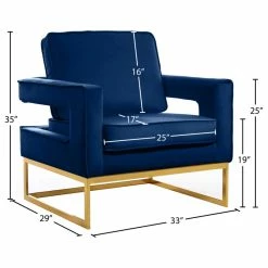 Meridian Furniture Noah Velvet Accent Chair, Navy, Gold Base -GDF sofa Shop 58d1f2e402740c5d 2795 w800 h800 b1 p0