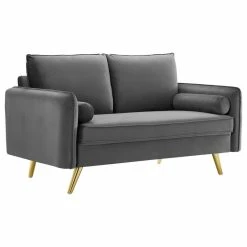 LexMod Revive Performance Velvet Loveseat, Gray -GDF sofa Shop 591142e500cd2b49 6677 w800 h800 b1 p0