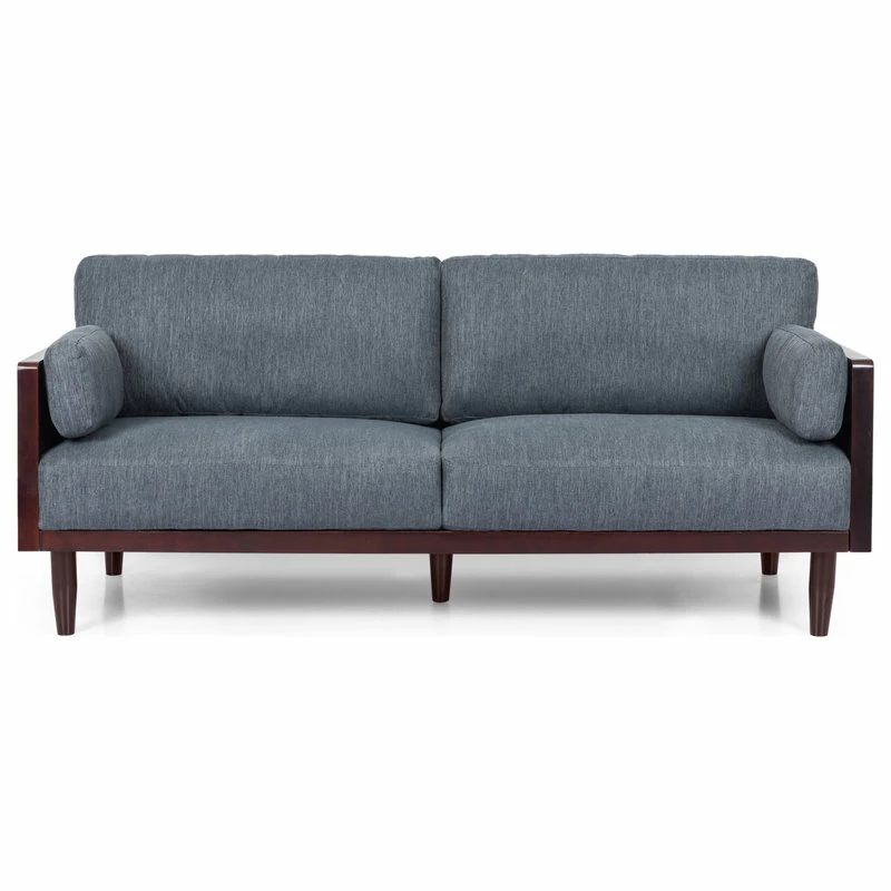 GDFStudio Bagan Mid-Century Modern Upholstered 3 Seater Sofa, Charcoal + Dark Walnut 3 GDFStudio Bagan Mid-Century Modern Upholstered 3 Seater Sofa, Charcoal + Dark Walnut