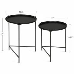 Uniek Kate And Laurel 2-Piece Ulani Nested Round Metal End Table Set, Black -GDF sofa Shop 5a31fe450d9b5da1 5388 w800 h800 b1 p0