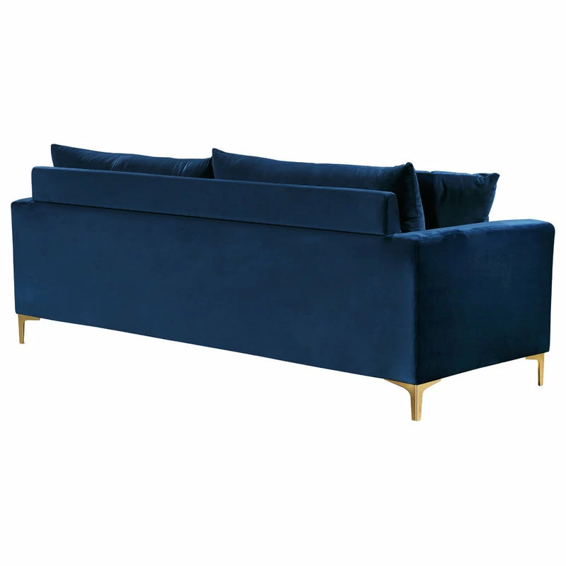 Meridian Furniture Naomi Velvet Sofa, Gold And Chrome Leg Set, Navy 7 Meridian Furniture Naomi Velvet Sofa, Gold And Chrome Leg Set, Navy - Image 5