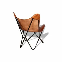 Vida XL International B.V. VidaXL Butterfly Chair Brown Real Leather Armchair Seating Seat Furniture -GDF sofa Shop 5af1f37f03d84faa 4908 w800 h800 b1 p0