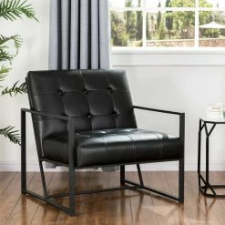 Glitzhome 29.25"H PU Leather Tufted Accent Chair, Black 23 Glitzhome 29.25"H PU Leather Tufted Accent Chair, Black -GDF sofa Shop 5b41b77a00a63261 6196 w800 h800 b0 p0