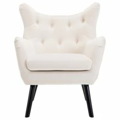 Belleze Mid Century Tufted Wingback Chair, White