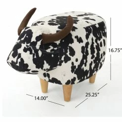 GDFStudio GDF Studio Bertha Milk Cow Patterned New Velvet Ottoman, Black/White Cow -GDF sofa Shop 5c41412501b6c902 8228 w800 h800 b1 p0