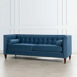 Jennifer Taylor Home Velvet Tufted Tuxedo Sofa, Blue Teal With Bolster Pillows -GDF sofa Shop 5c7157d603c09207 6631 w800 h800 b0 p0