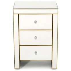 GDFStudio GDF Studio Langley Mirrored 3 Drawer Side Table