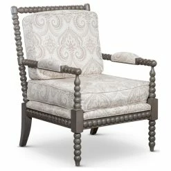 DTY Indoor Living Silverthorne Spindle Chair, Weathered Gray/Taupe Paisley