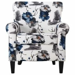 GDFStudio GDF Studio Manon Blue & White Floral Print Fabric Club Chair