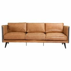 Moe's Home Collection Messina Leather Sofa Cigare Tan Leather