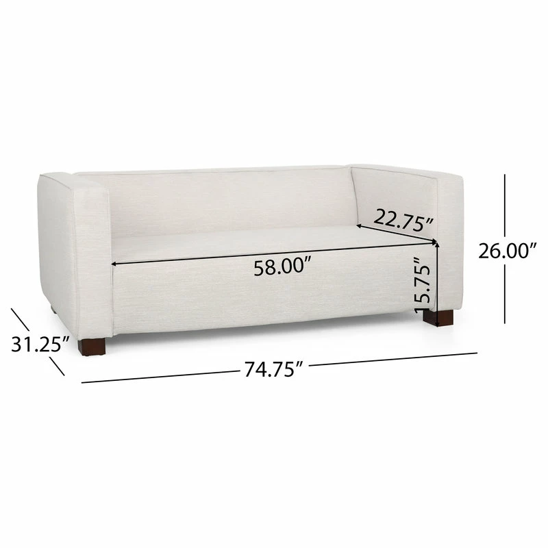 GDFStudio Pamsha Contemporary Fabric Upholstered Loveseat, Beige/Dark Walnut 5 GDFStudio Pamsha Contemporary Fabric Upholstered Loveseat, Beige/Dark Walnut - Image 3