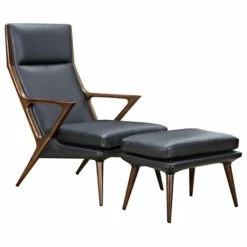 Vig Furniture Inc. Modrest Fulton Modern Black Lounge Chair And Ottoman