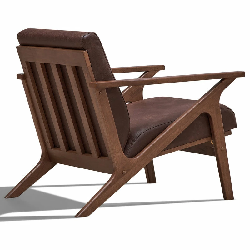 Omax Decor Zola Lounge Chair, Brown/Walnut 5 Omax Decor Zola Lounge Chair, Brown/Walnut - Image 3