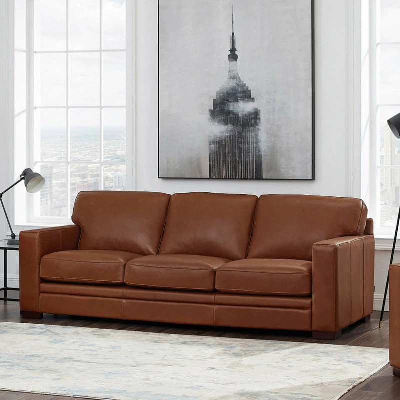 Hydeline USA Hydeline Dillon Top Grain Leather Sofa Collection, Cinnamon Brown, Sofa 5 Hydeline USA Hydeline Dillon Top Grain Leather Sofa Collection, Cinnamon Brown, Sofa - Image 3