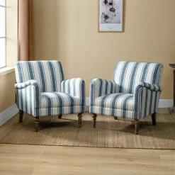 Karat Home Stripe Armchair Set Of 2, Navy -GDF sofa Shop 60a1039500bdd2b0 2097 w800 h800 b0 p0