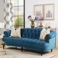 Jennifer Taylor Home La Rosa Victorian Chesterfield Tufted Sofa, Satin Teal Velvet -GDF sofa Shop 60b167f70359573d 6596 w800 h800 b0 p0