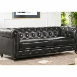 Jennifer Taylor Home Winston 91" Tufted Chesterfield Sofa, Vintage Black Brown Faux Leather 25 Jennifer Taylor Home Winston 91" Tufted Chesterfield Sofa, Vintage Black Brown Faux Leather -GDF sofa Shop 60b1ae110d8cfdd8 6633 w800 h800 b0 p0