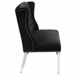 Meridian Furniture Suri Velvet Upholstered Settee Bench, Black -GDF sofa Shop 60d18c72037bf929 9339 w800 h800 b1 p0