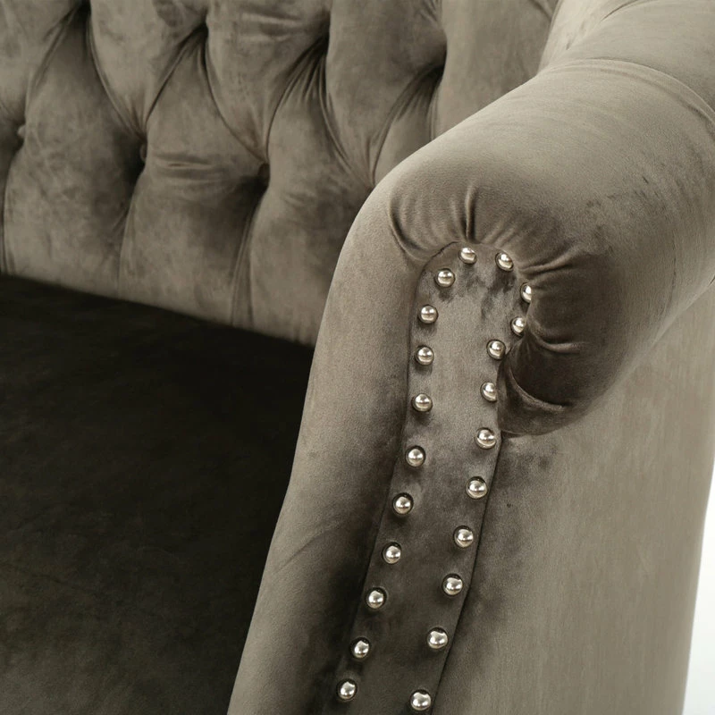 GDFStudio GDF Studio Melaina Tufted Scroll Arm New Velvet Loveseat, Gray 5 GDFStudio GDF Studio Melaina Tufted Scroll Arm New Velvet Loveseat, Gray - Image 3