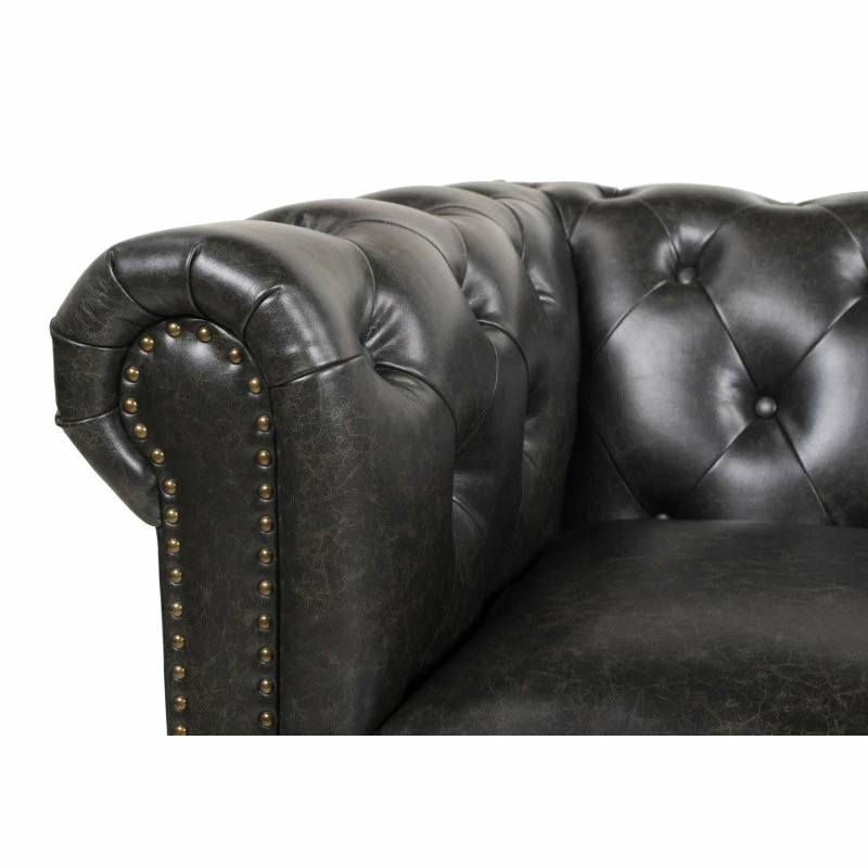 Jennifer Taylor Home Winston 91" Tufted Chesterfield Sofa, Vintage Black Brown Faux Leather 10 Jennifer Taylor Home Winston 91" Tufted Chesterfield Sofa, Vintage Black Brown Faux Leather - Image 8