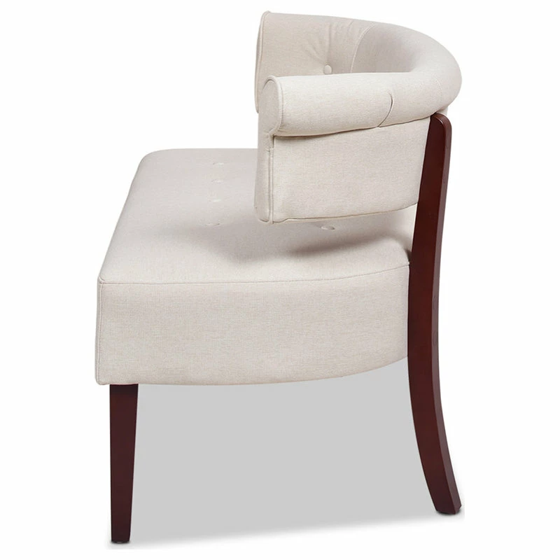 Jennifer Taylor Home Jared Roll Arm Tufted Bench Settee, Sky Neutral Beige Polyester Yarn-Dyed 8 Jennifer Taylor Home Jared Roll Arm Tufted Bench Settee, Sky Neutral Beige Polyester Yarn-Dyed - Image 6