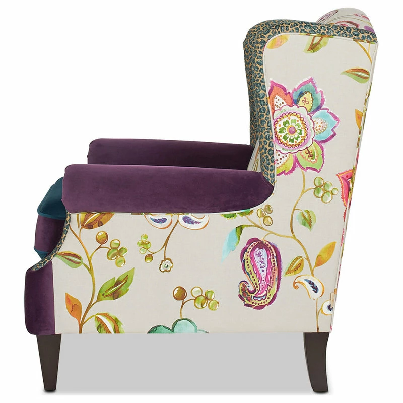 Jennifer Taylor Home Anya Boho Chic Wingback Accent Arm Chair, Floral & Leopard, Purple Blue Teal 9 Jennifer Taylor Home Anya Boho Chic Wingback Accent Arm Chair, Floral & Leopard, Purple Blue Teal - Image 7