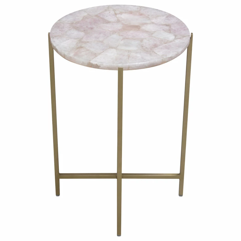 Diamond Sofa Mika Round Accent Table With Rose Quartz Top With Brass Base 8 Diamond Sofa Mika Round Accent Table With Rose Quartz Top With Brass Base - Image 6