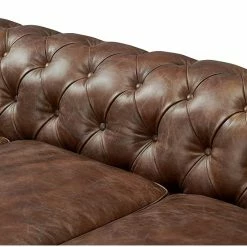 Crafters And Weavers Top Grain Vintage Leather Chesterfield Sofa Bark Brown -GDF sofa Shop 626102de00bf9449 6918 w800 h800 b0 p0