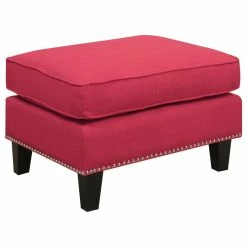 Picket House Emery Ottoman, Blue, Berry