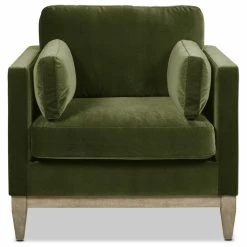 Jennifer Taylor Home Knox 36" Modern Farmhouse Arm Chair, Olive Green Performance Velvet