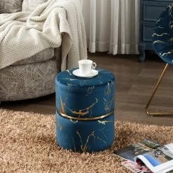 Duhome Elegant Lifestyle Luxury Hot Stamped Velvet Ottoman, Blue -GDF sofa Shop 6271bc1e0046e151 0440 w800 h800 b0 p0