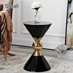 HOMARY Round Black End Table Gold Hourglass Side Table Metal And Fiberglass, Small -GDF sofa Shop 62e15ad400eebd1f 8698 w800 h800 b0 p0