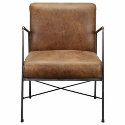 Moe's Home Collection Dagwood Leather Arm Chair Open Road Brown Leather
