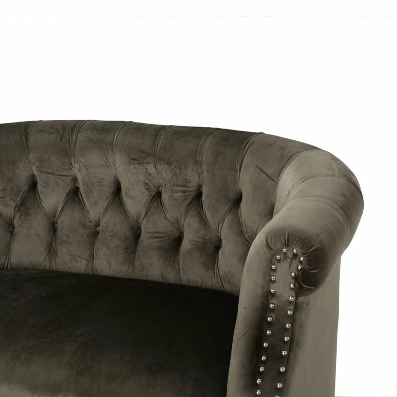 GDFStudio GDF Studio Melaina Tufted Scroll Arm New Velvet Loveseat, Gray 7 GDFStudio GDF Studio Melaina Tufted Scroll Arm New Velvet Loveseat, Gray - Image 5