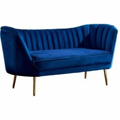 Meridian Furniture Margo Velvet Loveseat, Navy