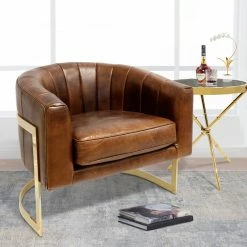 Pasargad Home Vicenza Barrel Leather Chair, Brown 18 Pasargad Home Vicenza Barrel Leather Chair, Brown -GDF sofa Shop 65018ab601143950 9818 w800 h800 b0 p0