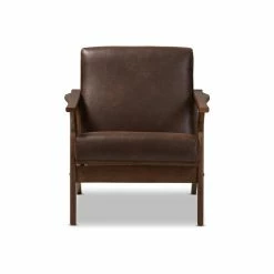 Wholesale Interiors Bianca Modern Walnut Wood Dark Brown Distressed Faux Leather Lounge Chair -GDF sofa Shop 65319ddc0b43beba 0345 w800 h800 b0 p0